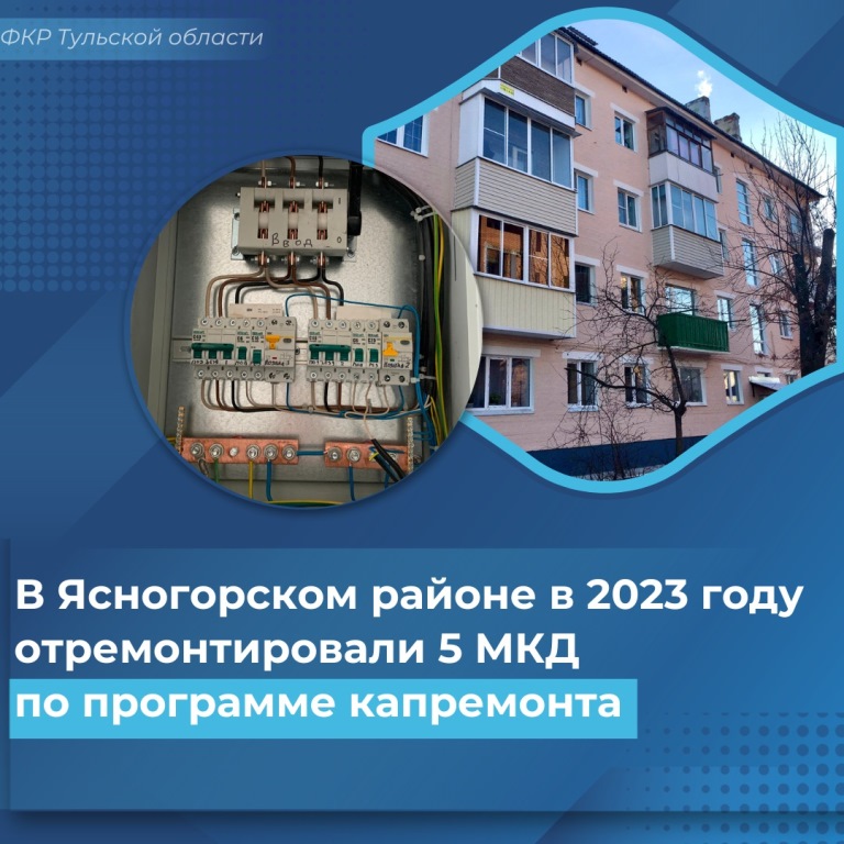 В Ясногорском районе  в 2023 году отремонтировали 5 МКД по программе капремонта